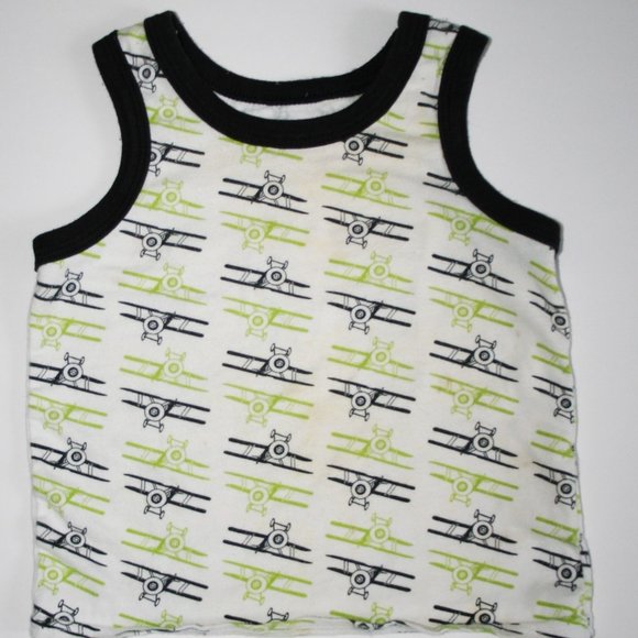 Airplanes! Black & Green Tank Shirt 18m Boy - Picture 1 of 7